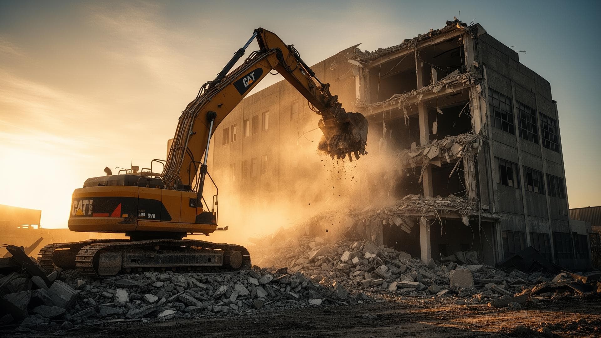 Commercial demolition in progress